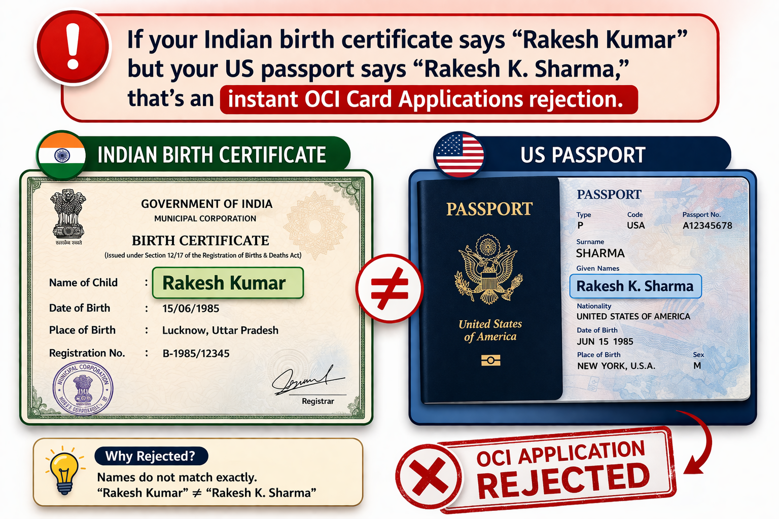 instant OCI Card Applications rejection.