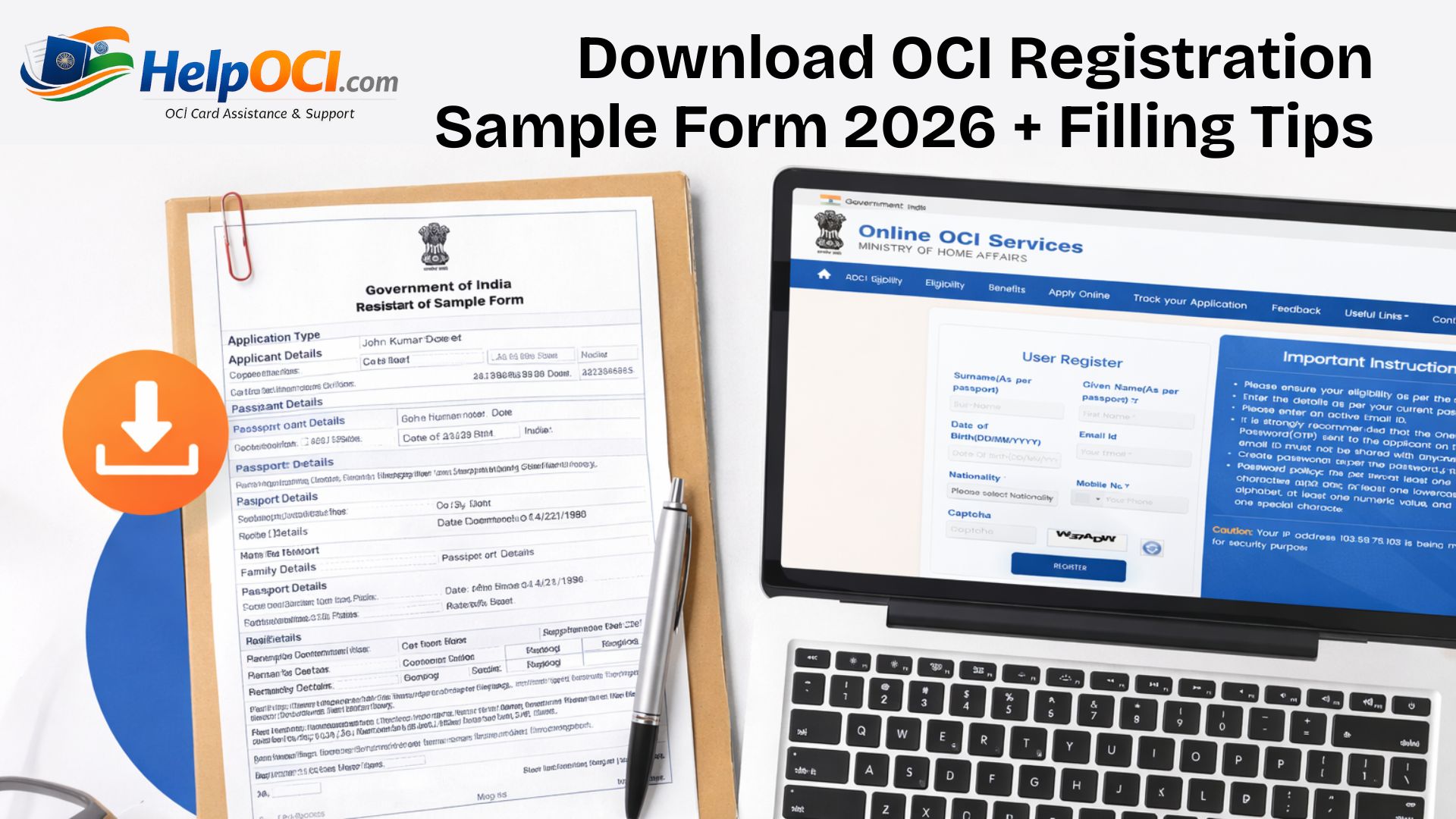 OCI Registration Sample Form 2026