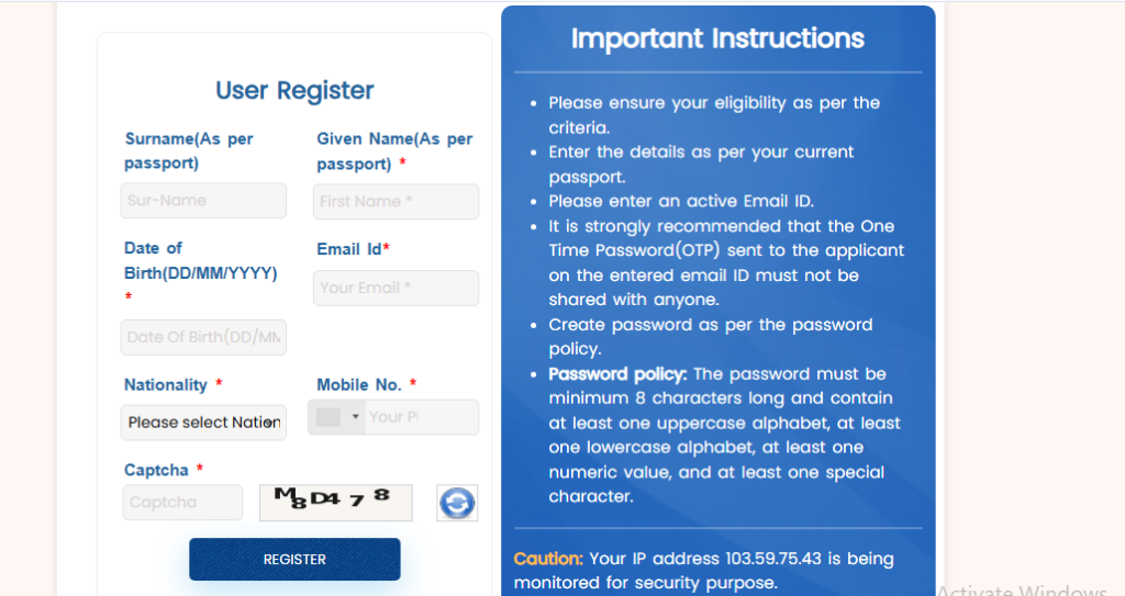 oci registration form