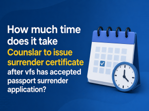 How much time does it take Counslar to issue surrender certificate after vfs has accepted passport surrender application?