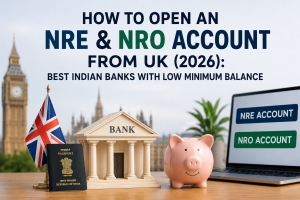How to Open an NRE & NRO Account from UK(2026): Best Indian Banks with Low Minimum Balance