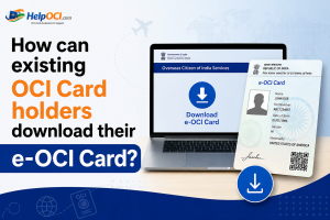 How can existing OCI Card holders download their e-OCI Card?