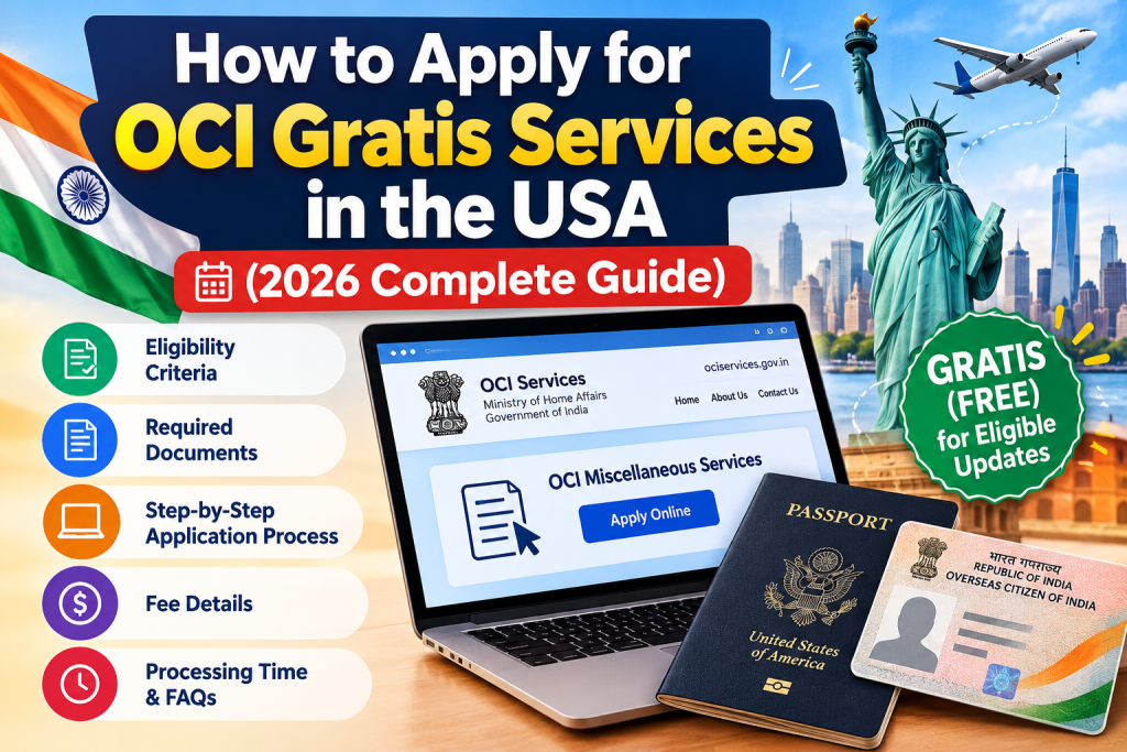 How to Apply for OCI Gratis Services in the USA (2026 Complete Guide)